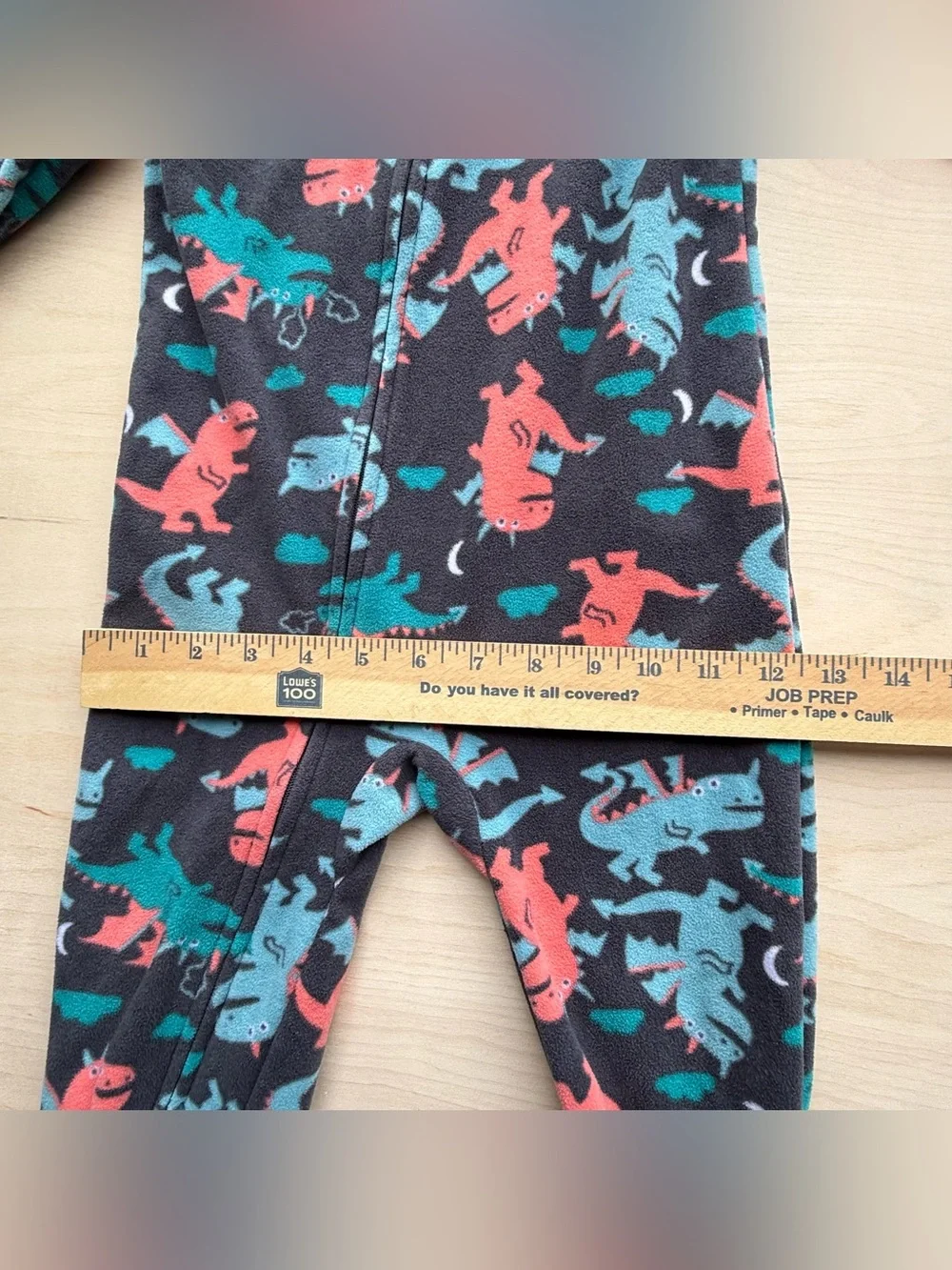 Carter's Dark Gray Fleece Footie Pajamas Orange and Blue Dragon Pattern size 3T